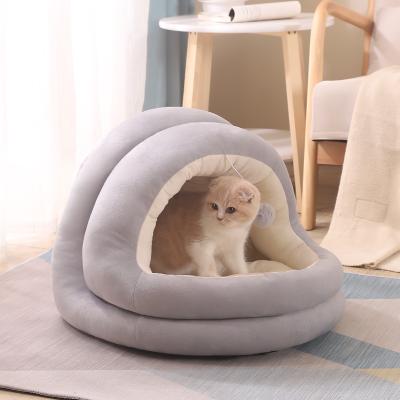 China Breathable Soft Round Donut Dog and Cat Nest Cave Calming Pet Bed House for Cat for sale