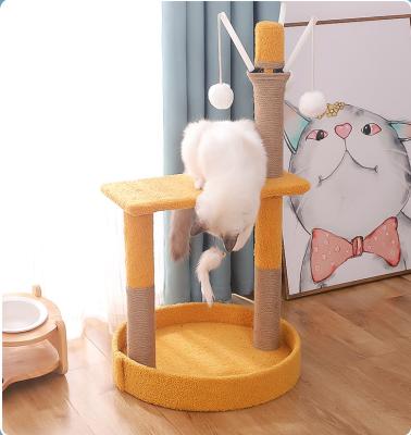 China Modern Medium Wood Cat Tree With Ball Toy New Viable Multifunctional Cat Tree Luxury Cat Tower Housing for sale