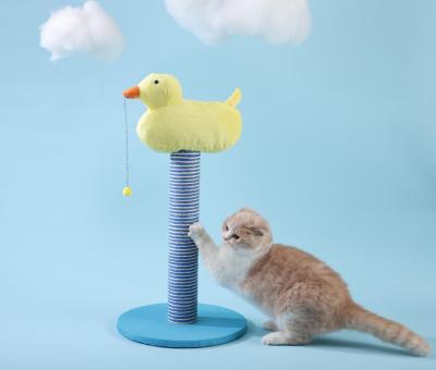 China Viable wholesale cactus sisal pet cat toy ball wooden scratch pole interactive tower for sale