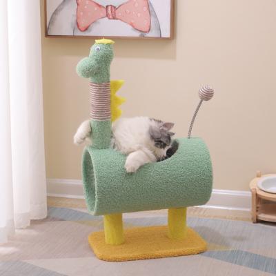 China 2021 Funny Cute Unicorn Sisal Cat Toy Tube House Wooden Tower Cat Tree Sustainable Amazon for sale