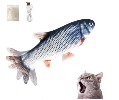 China 2021 Amazon Sustainable Catnip USB 30cm Interactive Automatic Flippity Pet Cat Fish Soft Toys for sale