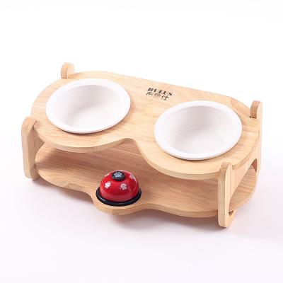 China Good Quality Non-automatic Attractive Durable Oak Raised Various Color Rectangle Log Cat Bowl Dog Bowl for sale