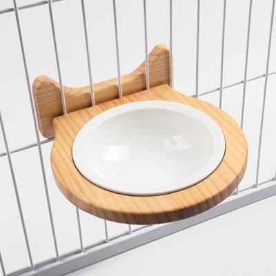 China Viable Factory sells a variety of attractive durable single layer circular wooden hanging pet log bowls and feeders for cats for sale