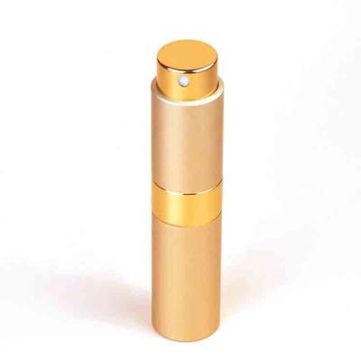 China Non Spill Aluminum Fine Mist Spray Bottle 8ml Gold Perfume Travel Atomizer for sale