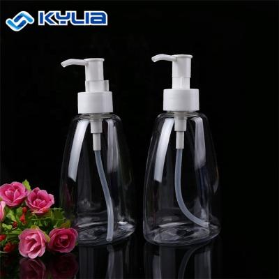 China 300ml Personal Care Cosmetic Liquid Soap Pet Plastic Transparent Bottle With Lotion Pump Dispenser for sale