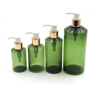 China 100ml 500ml Shoulder Electro-foil Amber Green Transparent PET Lotion Shampoo Shower Gel Cosmetic Bottle for sale