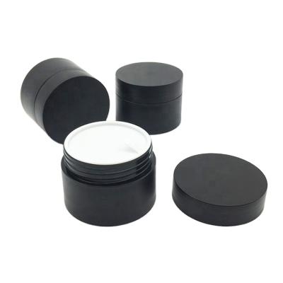 China Small 15ml 5g 15g 30g 50g Sample Black Colored Plastic Empty Acrylic Silk Printing Custom Made Cosmetic Matt Cosmetic Cream Jar PP for sale