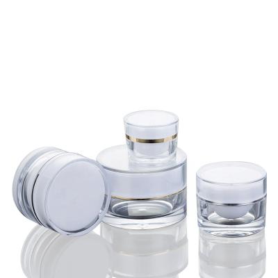 China Small Cosmetic Cosmetic Creams 5g 10g 20g Empty Double Deck Acrylic Plastie Cream Jar for sale