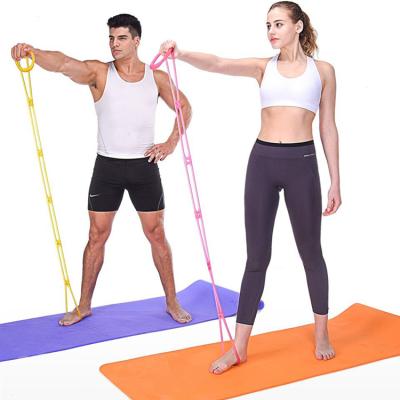 China Colorful Silicone Yoga 7 Hole Elastic Band Fitness Pull Rope Exercise Resistance Band for sale