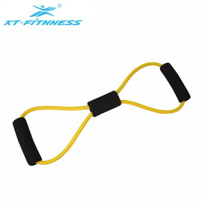 China Elastic Band Stretch Resistance Fitness 8 Shape Yoga Exercise Latex Tube With Foam for sale