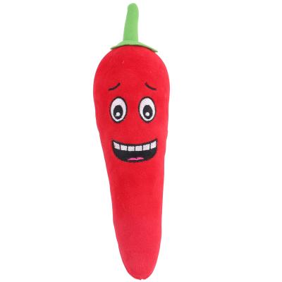 China Best Viable Selling Vegetable Red Squeaky Chili Dog Plush Toy for sale