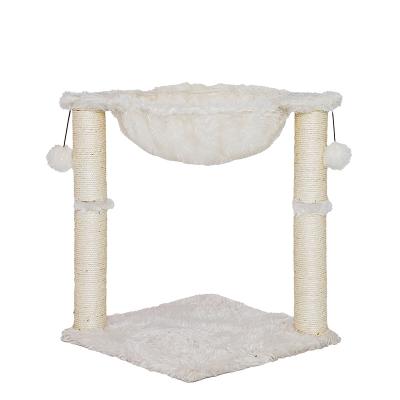 China Single Sustainable Cat Tree Sisal Cat Scratching Post with Hammock and Plush Ball for sale