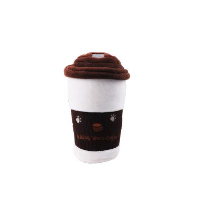 China Viable Plush Latte Coffee Cup Dog Toy With Squeaker Dog Chew Toy for sale