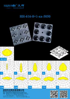 China 5050 Lens High Performance 8 In 1 LED Lens For Street Lighting / Flood Lighting for sale