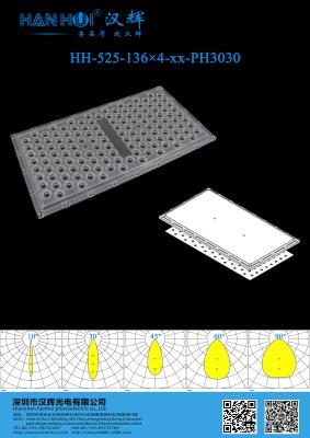 중국 544pcs 136×4 LED 렌즈 PC 재료 10°/30°/45°/60°/90° 사용 가능 고전력 환경 친화적 경기장 조명 판매용