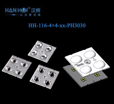 China High Power Flood Light Lens 4×4 3030LEDs 50×50mm 60°/90°/120°/90155/60140 Available Comfortable Vision Eco-Friendly Material for sale