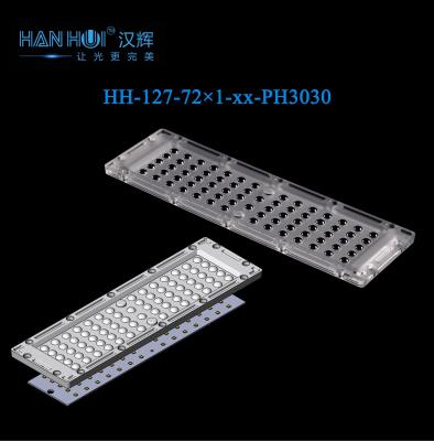 China 72pcs 250.75×74.75mm 3030 Lente LED de alta transmisión de bajo resplandor para iluminación de calles e iluminación de inundaciones en venta