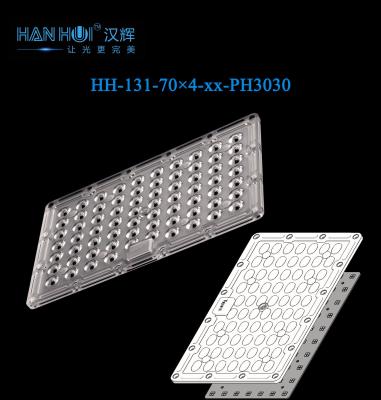 China 283.3×181mm 70×4 3030 Lente LED 90°/T2/T3/T4/T5 Disponible Alta transmisión Lente PC duradera para iluminación callejera y de inundación en venta