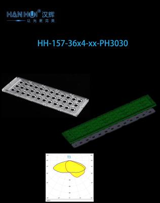 중국 36×4 3030LEDs 276.3×95mm 크기 LED 거리 조명 렌즈 반짝이지 않는 조명 및 소비를위한 T3 학위 판매용