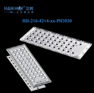 China 290×126mm 42×4 3030LEDs Optical Grade Uniform Distribution LED Lighting Lens For Parking Lot Lighting for sale