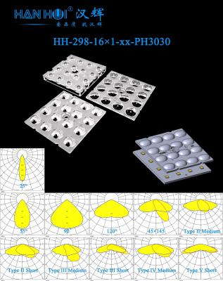 China 50×50mm Tamanho 16pcs 25°/55°/90°/120°/45145/T3S/T3M/T5S/T2S/T4M/T2M Disponível 3030LEDs Sem brilho Fácil instalação Lentes de iluminação de inundação à venda