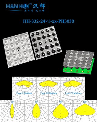 China 49.6×49.6mm 25°/55°/90°/120°/T2M/T3M/T4M 24pcs 3030LEDs Distribución óptima de la luz LED en venta