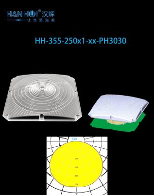 China T5 Degree Available 255.44×255.44×35.09mm 250×1 2835LEDs Enhanced Luminosity Anti-Glare Oil Station Lighting Lens for sale