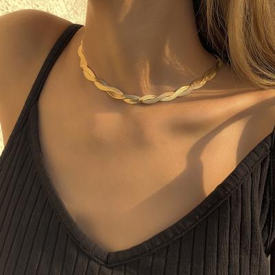 China 2022 Retro Double Tassel Simple Punk Necklace Simple Body Jewelry 18k Gold Knot Choker 18k Gold Knot Chain Necklaces For Women for sale