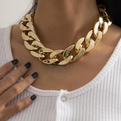 China Factory wholesale street hip-hop punk stitching simple gold and silver necklace women thick geometric chain necklace for sale