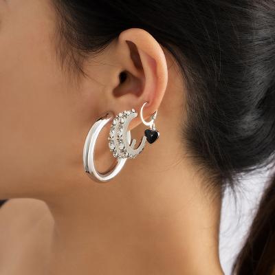 China Temperament Environmental Friendly Zircon Jewelry Fashion Geometric Earring Set Women's Simple Love Earrings for sale