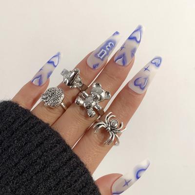 China Amazon Frog Ring Set Punk Women Metal 2022 Hot Selling Environment Friendly Various Frog Bear Spider Ring for sale