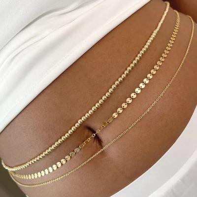 China Simple Personality Environmental Friendly Beaded Beaded Wild Punk Sequined Waist Chain Multi-layer Retro for sale