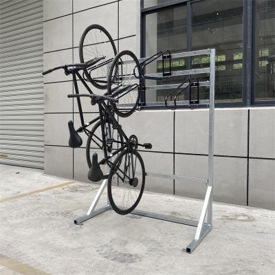 China Efficient Carbon Steel Commercial Vertical Single Sided High Density Freestanding Space Saving Bike Racks Low Parking Bicycle Storage for sale