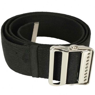 China Medical care physiotherapy black fabric gait belt with metal buckle or plastic buckle for sale