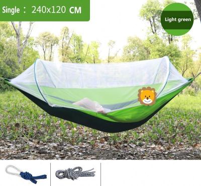 China Outdoor Lightweight Double Cloth Camping Pole Automatic Quick Opening Single Nylon Hammock With Mosquito Net for sale