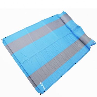 China Durable Pongee Double Self Inflating Outdoor Camping Folding Mat With Pillow for sale