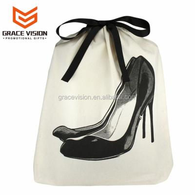 China Fashion Wholesale Eco-friendly Cheap Recycled Custom Printed Satin Drawstring Shoe Bag for sale