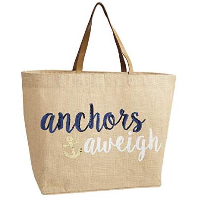 China Promotional Stylish Printable Jute Beach Tote Bag Durable Goods Large Jute Beach Bag for sale