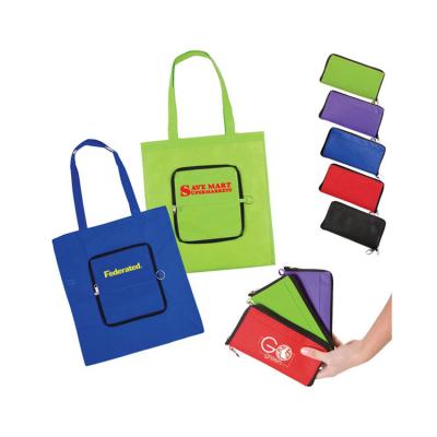 China Custom Print Eco - Friendly Recycle Nonwoven Grocery Zipper Foldable Shopping Tote Bag for sale