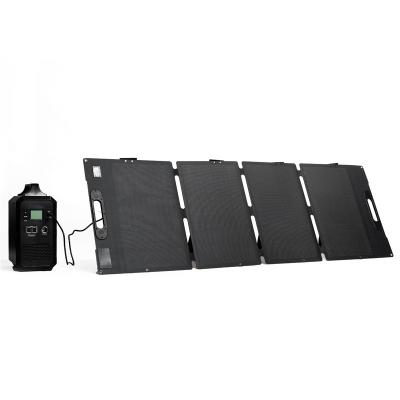 China Portable foldable cover 100w 120w 160w waterproof fabric available DC+USB+Type-C sample sunpower Tpack Folding Portable 200W Solar Panel for sale