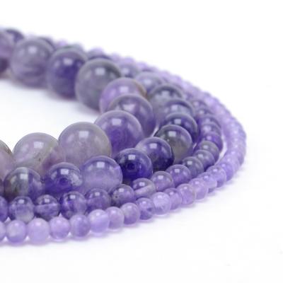 China Natural Stone Wholesale 4/6/8/10mm Amethyst Round Jewelry Beads For Jewelry Making for sale