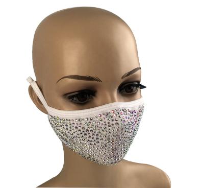 China Hot Selling Fashion Wholesale Hot Party Shiny Rhinestone Cheap Washable Face Mask For Women for sale