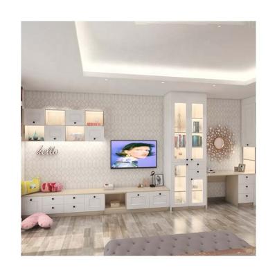 China Adjustable (height) JYcasa hot selling white tv storage cabinet modern style paint particle board tv cabinet for hall for sale