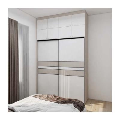 China (Other) JYcasa Hot Sale 2 Door Bedroom MDF Adjustable Board Wardrobe With Glass Door Wardrobe With Drawers For Closet for sale