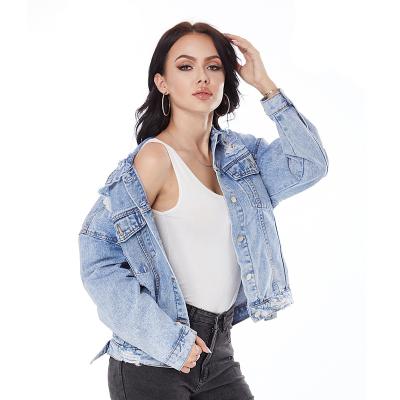 China New Fashion High Quality Breathable Logo Cropped Denim Jacket Women Custom Made Style for sale