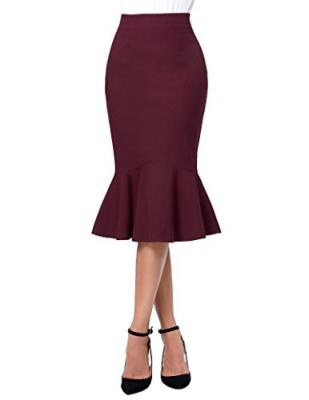 China Wine Red Elegant Hot Sale Women Summer Skirt Women Plus Size Mermaid Long Skirts for sale