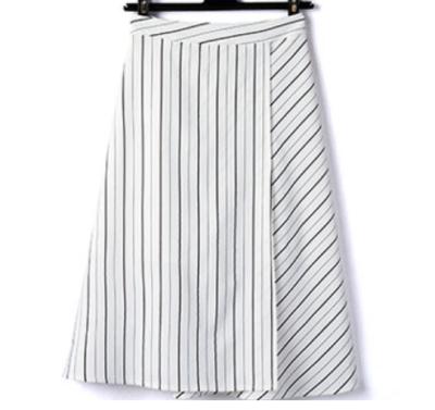 China Wholesale Plus Size Women Polyester Summer A Line White Stripe Mid Casual Skirts for sale