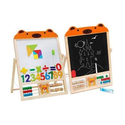 China Easel Whiteboard And Chalkboard Double Sided Magnetic Wood Panel Easel Foldable Art Painting Easel For Kids for sale