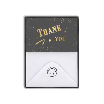 China Europe/America/Oceania Greeting Card Set Printing PVC Coating With Envelope And Sticker Gold Ribbon Foil Thank You Cards Custom for sale