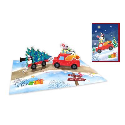 China Europe/America/Oceania Merry Christmas Holiday Decoration Gift Printing Greeting Card 3d Pop Art Christmas Cards Custom for sale